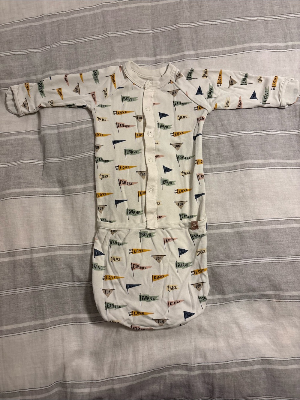 Goumi Kids 3-6M Convertible Gown in Affirmations print